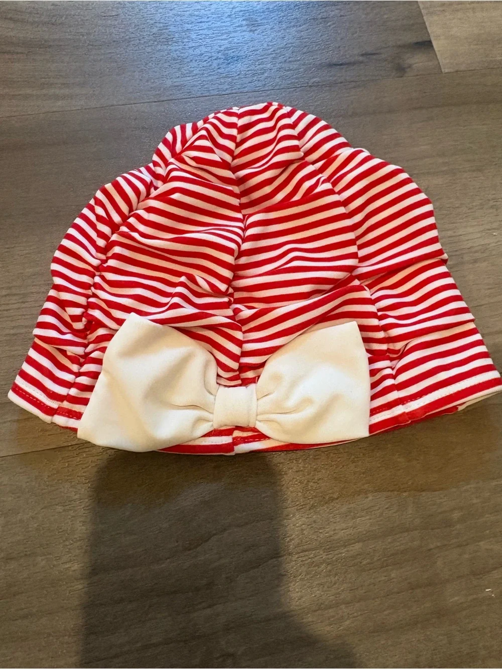 Janie and Jack Red and White Striped Girls' One-Piece Swimsuit with Cap